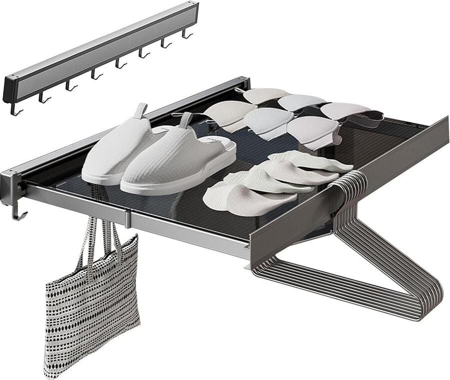 Wandgemonteerd wasrek voor wasgoed inklapbaar kledingrek voor binnen en buiten opvouwbaar ontwerp voor ruimtebesparende efficiëntie (43 cm grijs) Opvouwbare kledingrek