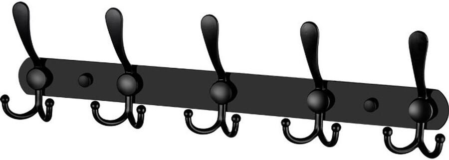 Wandgemonteerde kapstok 5 drievoudige haken stevig en duurzaam roestvrij staal metalen kapstok met schroeven voor het ophangen van kleding hoeden handdoeken tassen badjassen geschikt voor gangen badkamer entree matzwart
