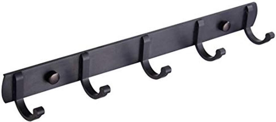 Wandgemonteerde Kapstok met Plankruimte en 5 Haken Zwart