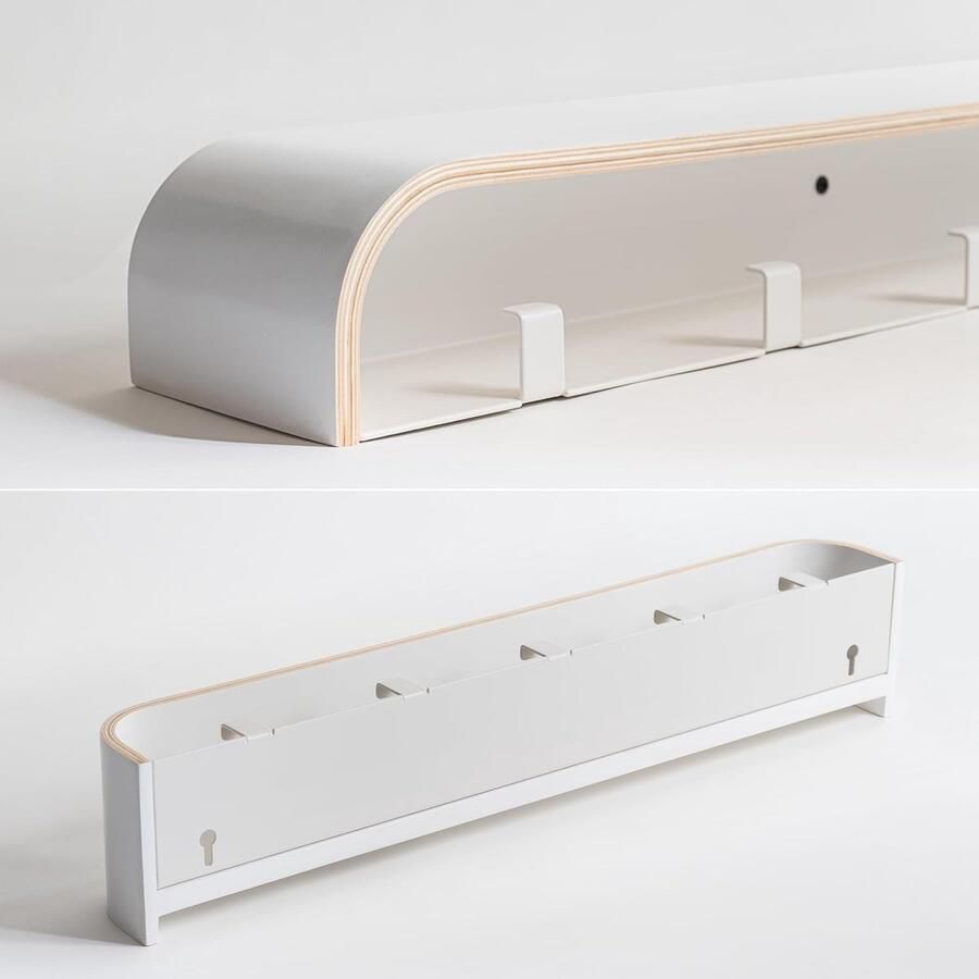 Wandgemonteerde Kapstok 'Toke' Moderne Kapstok met Verborgen Wandhaken Kapstokpaneel van Massief Houtfineer Wit