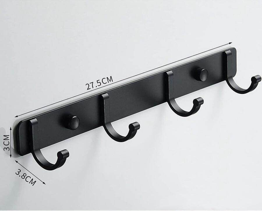 Wandgemonteerde kapstokken met haken Spotcact hangende houder handdoekenrek modern zwart voor kleding entree badkamer slaapkamer 1083 x 150 (4 haken zwart) kapstok hangend met plank