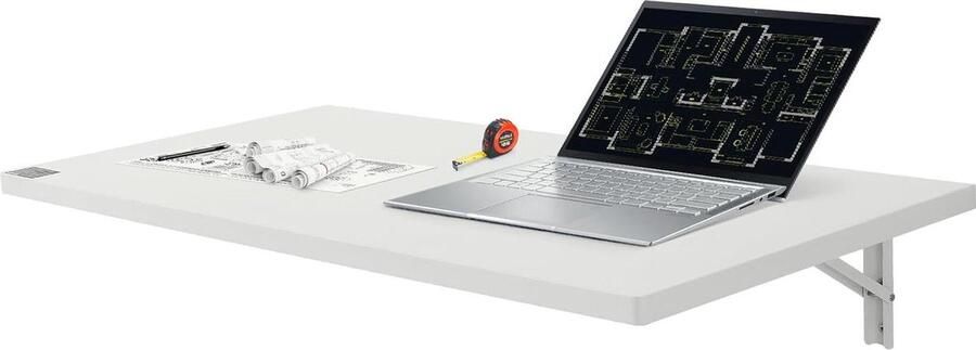 Wandgemonteerde klaptafel 100 cm x 50 cm neerklapbaar bureau met ijzeren beugel kleine ruimtes thuiskantoor eetkamer wasruimte keuken klaptafel wandmontage