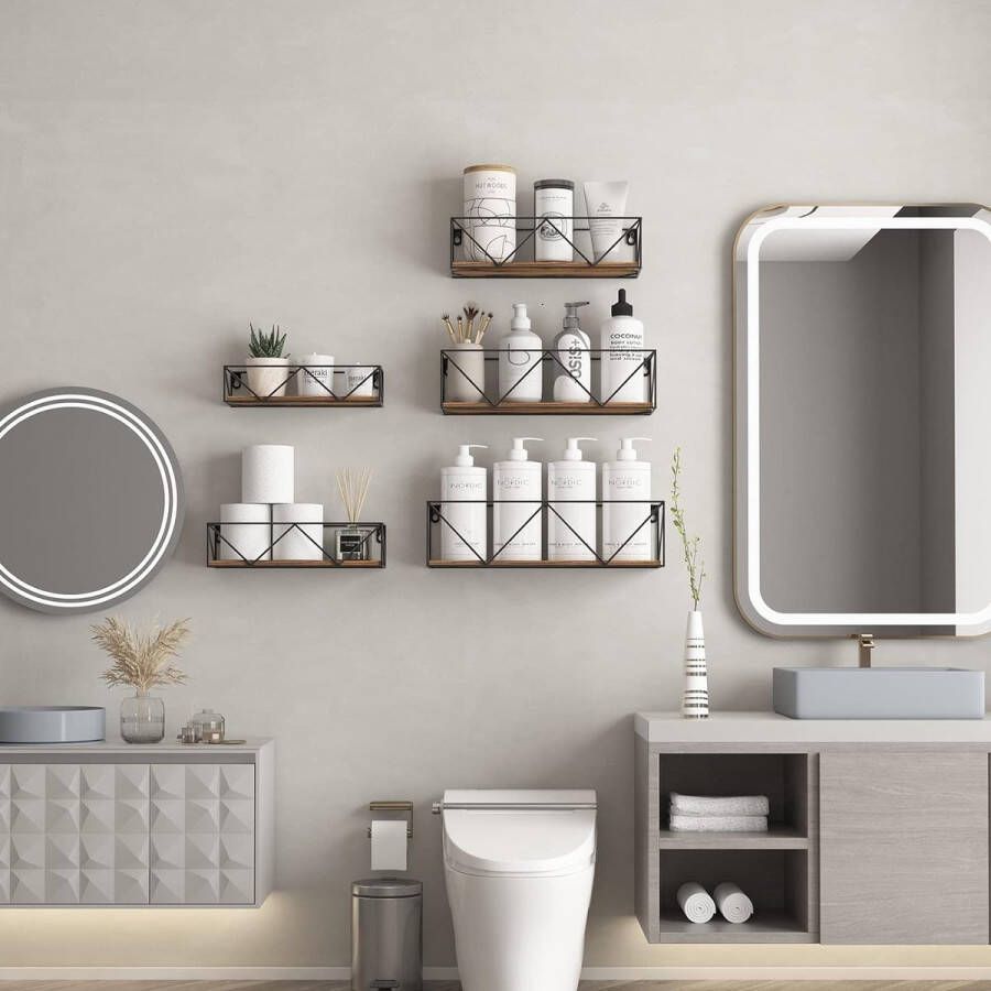 Wandgemonteerde planken drijvende wandplanken voor keuken kantoor badkamer set van 5