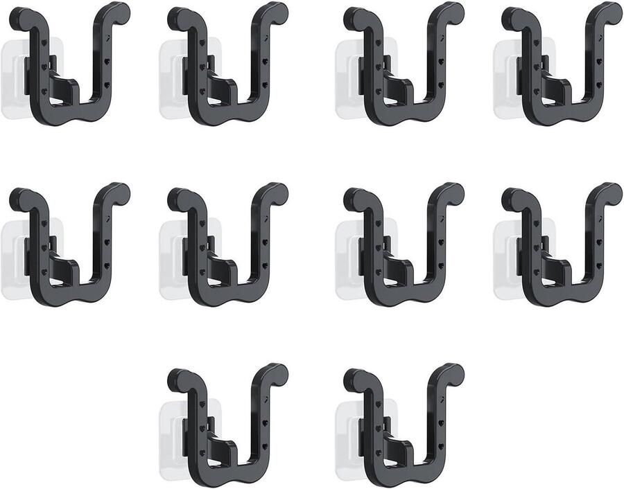 Wandgemonteerde Schoenenrek 10 Stuks Schoenenorganizer Polypropyleen Zelfklevende Geschikt voor Smalle Ruimtes Kasten Badkamer Keuken 8*3.5*7CM Zwart