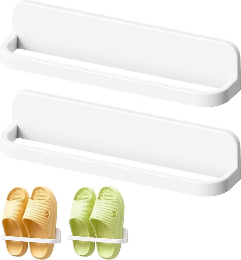 Schoenenrek wandgemonteerde schoenenhouder zonder boren kunststof schoenenopslag hangrek schoenenorganizer opbergrek voor deur badkamer hal en keuken 2 stuks