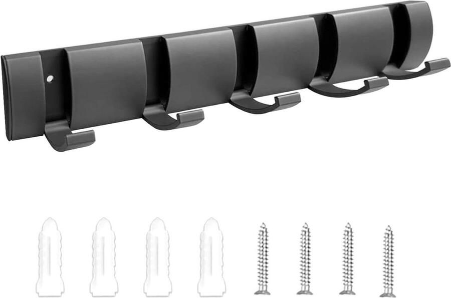 Wandgemonteerde zwevende kapstokken intrekbare wandkapstok ruimtebesparend woonkamerdeur hangende jassen hoeden zwart 5 haken kapstok hangend met plank