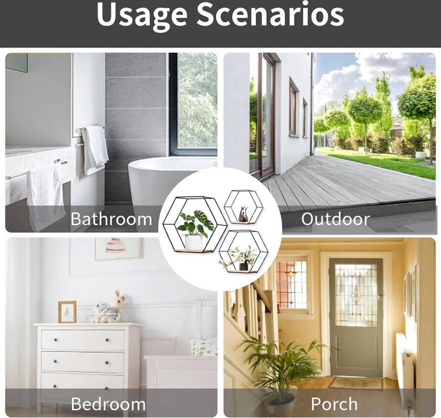 Wandgemonteerde zwevende planken 3 maten zwevende planken rustieke metalen draad opbergplanken display rekken rustieke houten hangende plank voor woonkamer kantoor slaapkamer (zwart)