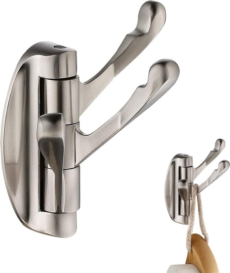 Wandhaak Draaibare Haken Opvouwbare Jashanddoekhaak Drievoudige Haak Haakjes Ophanghaken Muurhaak Jashaak Handdoekhanger Handdoekhaakjes Kapstokhaak Kapstok Haken Hoed Haak Metaal Voor Badkamer Keuken Geborsteld Zilver