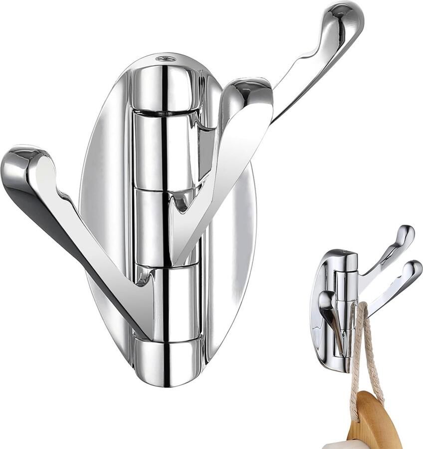 Wandhaak Draaibare Haken Opvouwbare Jashanddoekhaak Drievoudige Haak Haakjes Ophanghaken Muurhaak Jashaak Handdoekhanger Handdoekhaakjes Kapstokhaak Kapstok Haken Hoed Haak Metaal Voor Badkamer Keuken Chroom Zilver