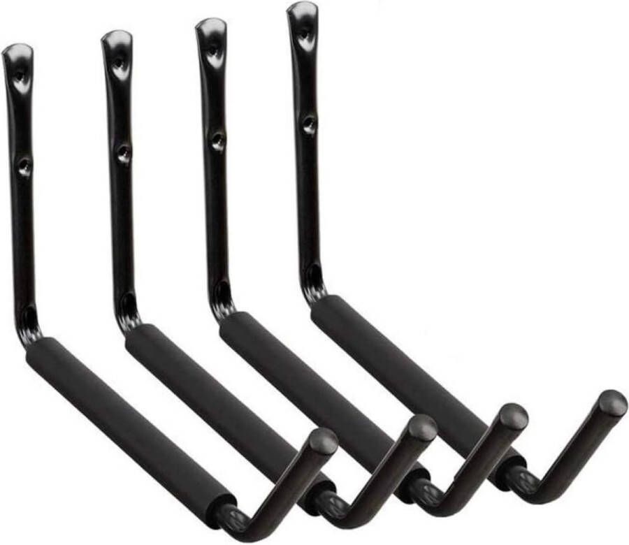 Wandhaken Garagehaken Opberghanger Organisator Wandhaken Tuinopslaghaken met Jumbo-arm Heavy Duty voor Kajaks Ladder Fiets Kano Fietsen Klapstoelen Draagvermogen 45 kg 4 stuks