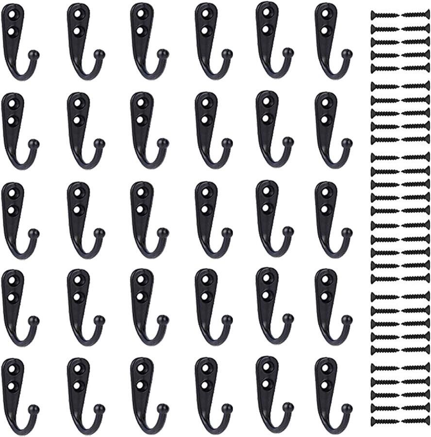 Wandhaken Heavy Duty stevige kapstok haken 4 stuks zwart metaal