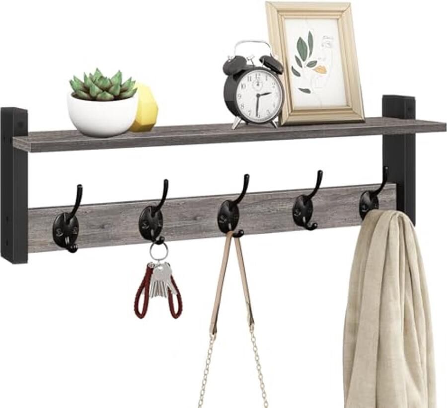 Wandhaken met Plank 61 cm Kapstok Wandhouder voor Entree en Badkamer