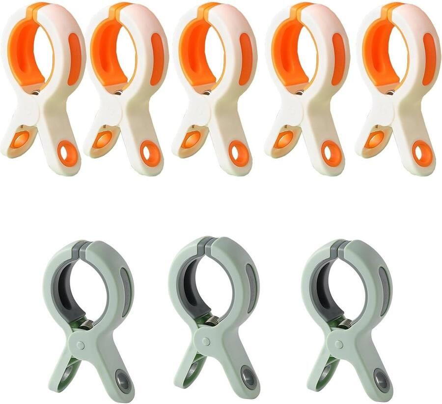 Wandhaken Set 8 Stuks Plastic Kapstokhaken Kledinghaken voor Muurmontage Voor Keuken of Badkamer Wit & Groen 10.6x6x2.2cm