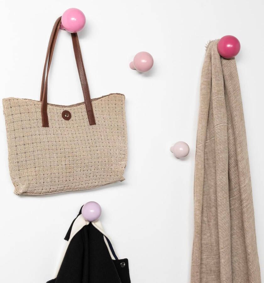 Wandhaken set van 5 wandkapstokken perenvorm massief hout kledinghaken voor badkamer woonkamer kinderkamer hal kindergarderobe om te schroeven (roze tinten)