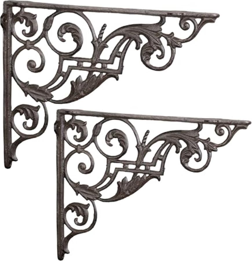 Wandhoek Hoek Wandhouder 27 x 33 cm Antieke Stijl Gietijzer Boekenkast Plankdrager