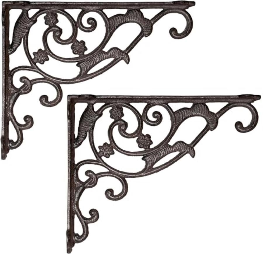 Wandhoek Hoek Wandhouder Boekenkast Plankdrager Set Gietijzer Antiek Stijl