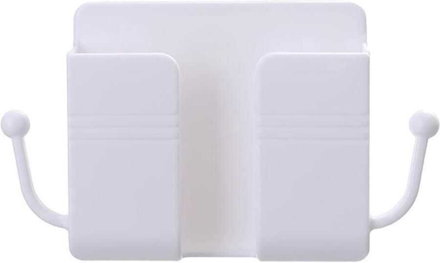 Wandhouder voor afstandsbediening Zelfklevende telefoonorganizer 1 stuk Wit ABS