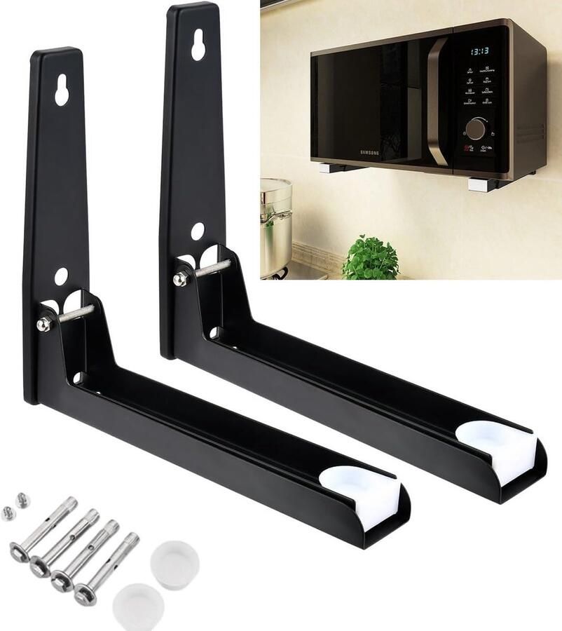 Wandhouder voor Magnetron Ruimtebesparend 1 stuk Zwart Roestvrij staal