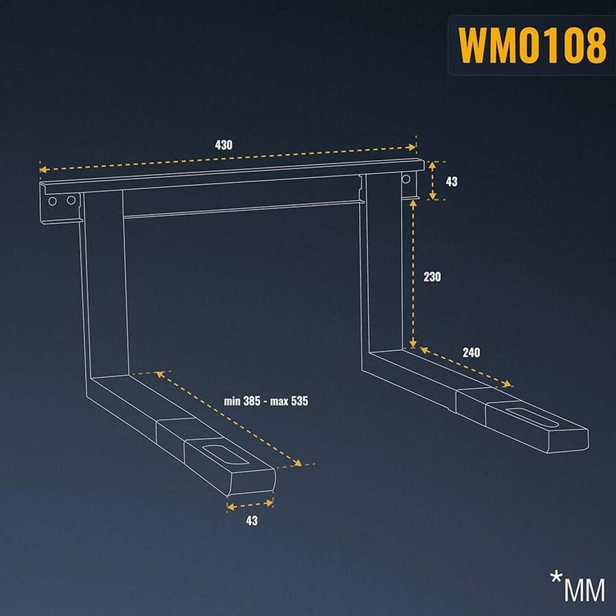 Wandhouder voor magnetron zwart staal