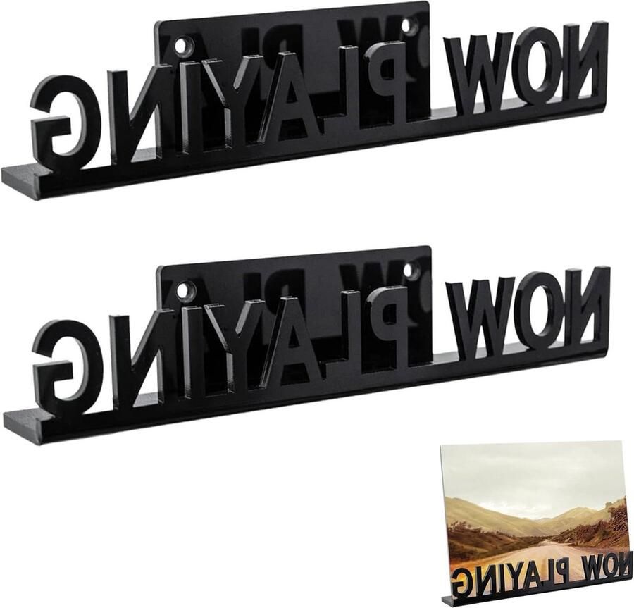 Acryl wandhouder Vinyl wandplank Now Playing Decoratieve houder voor woonkamer slaapkamer keuken Modern design Set van 2 (18 x 4 x 35 cm)