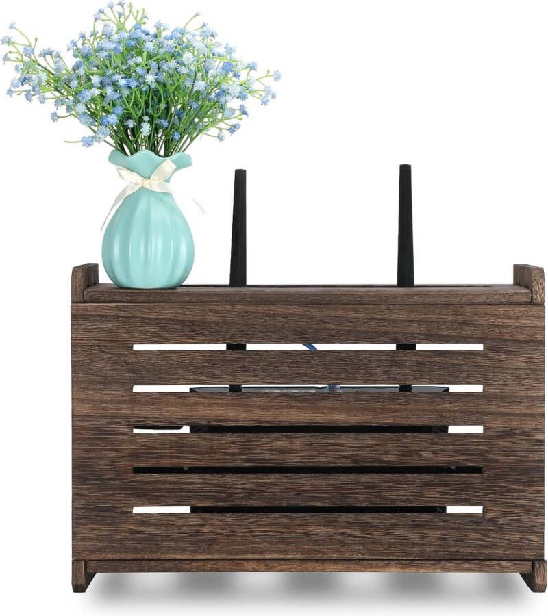 Wandhouder WiFi Router Plank Wandmontage Router Modem Opbergdoos Kast Stekkerdoos Kabel Organizer Box Kabel Opbergdoos Planken Houten Bovenfrezen Plank