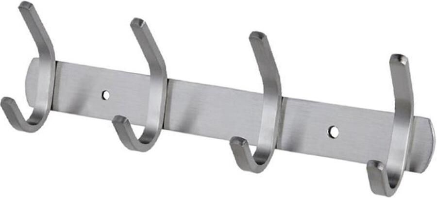 Wandkapstok 4 Haken Kledinghaak RVS Garderobehaken Muur Kapstok Hangend Handdoekhaakjes Wandhaak Jashaak Kledinghanger Muurbevestiging Ophanghaken Geschikt voor badkamers keukens gangen en slaapkamers 30cm Zilver