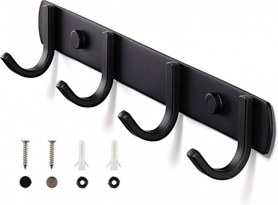 Wandkapstok 4 Haken Muur Kapstok Hangend RVS Metaal Handdoekhaakjes wandhaak Jashaak Ophanghaken