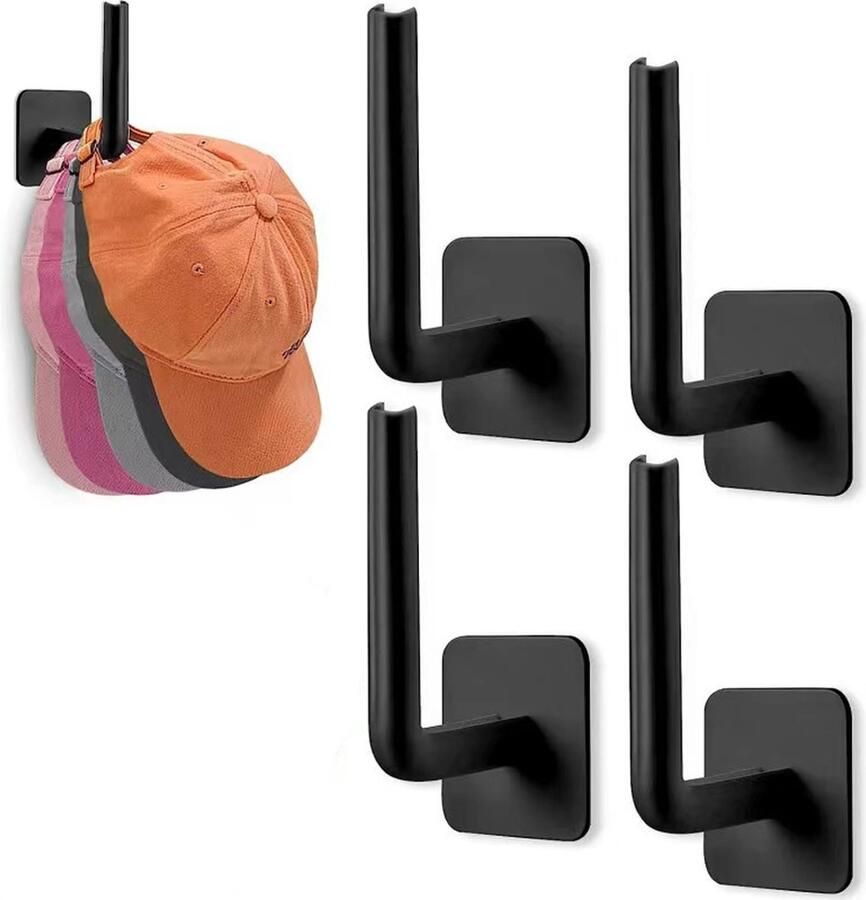 Wandkapstok 4 Stuks Muurhaak Zelfklevende Ophanghaak Handdoekhaakjes Kapstokhaak Enkele Haak Metaal Wandhaak Jashaak Tape Zonder Boren Wandkapstok Hoogwaardige Zwart