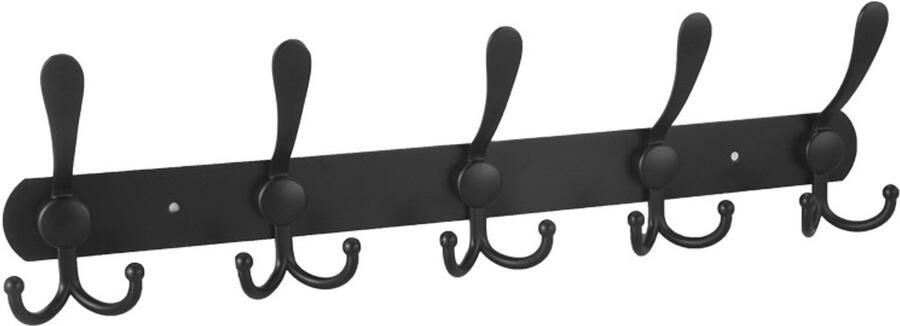 Wandkapstok 5 Haken Kapstok Handdoekrek Muur Kapstok Hangend Met schroef Industrieel Zwart RVS 44.5*4 cm Voor het ophangen van jassen hoeden badjassen en handdoeken