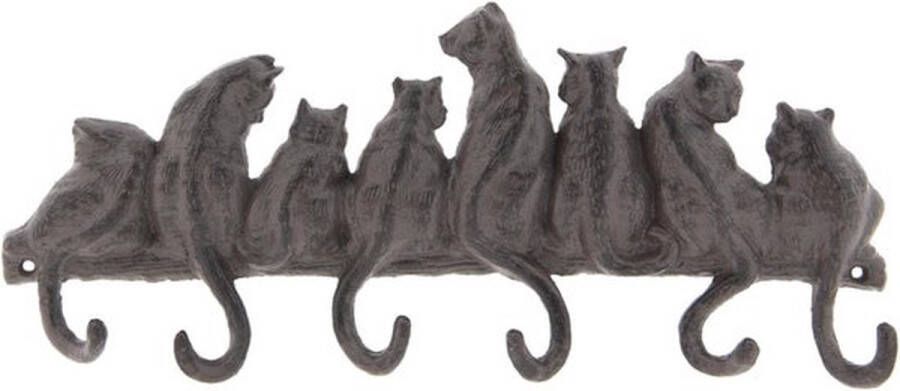 Wandkapstok 6 haken Katten 36*5*16 cm Rood Ijzer