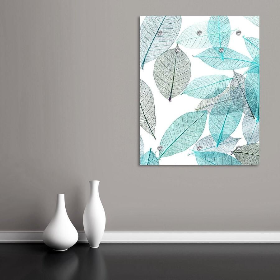 Wandkapstok Amida – Acrylglas Design met Blauwe Bladeren Moderne Kapstok met Haken & Aluminiumframe