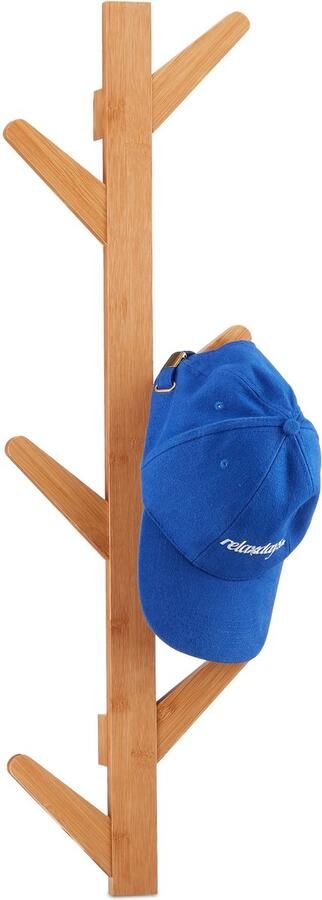 Relaxdays wandkapstok bamboe 6 haken kapstok hout wandmontage badkamer gang Naturel