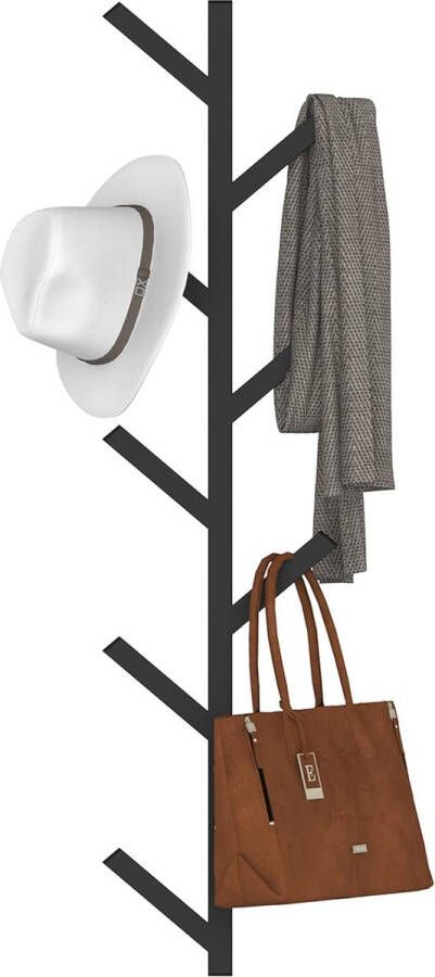 Wandkapstok & hoedenplank zwart metaal wandgarderobe boomvorm hangers voor honkbalpetten jassen hoeden tassen paraplu eenvoudig te monteren