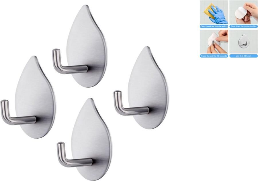 Wandkapstok – Haak- Haakjes – Wandhaak – Haakje – Wandhaak- Haak zwart – Wandhaak zwart Handdoekhaakjes Zelfklevend 4 stuks