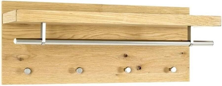 Wandkapstok HAKU Möbel chroom eiken MDF metaal honingraatpaneel Maat: B 75 cm x H 30 cm x D 26 cm Stijl: Modern