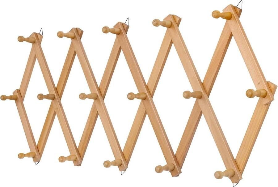 Wandkapstok hout Vintage stijl 16 haken Massief hout