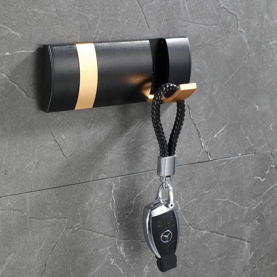 WandKapstok Industrieel Zwart 2 Inklapbare Haken Hangende Kapstok Wandkapstok Industrieel Kinderkamer slaapkamer kantoor Metaal Aluminium