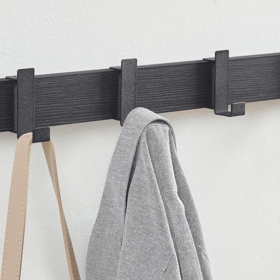 Wandkapstok industriële look garderobelijst met haken zwarte kapstok voor de muur multifunctioneel meubelstuk voor mantels tassen en sieraden