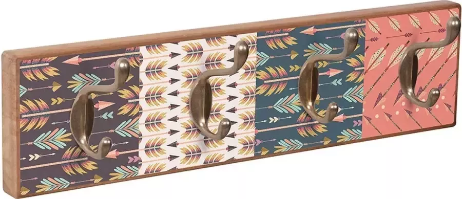 Wandkapstok kapstok Arrows Antiek Beuken 4 dubbele metalen haken 40 3 x 10 3 x 7 2 cm