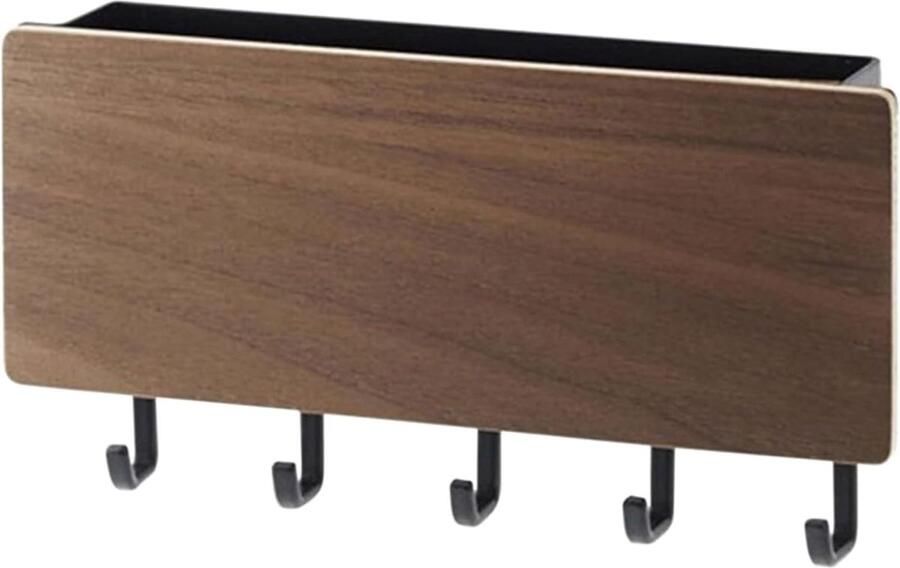 Wandkapstok Kapstok Handdoekrek Kapstok Hangend Ophanghaken 5 haken hout en ABS zwart en bruin 18*10*2.6 cm voor badkamer keuken deur sleutel