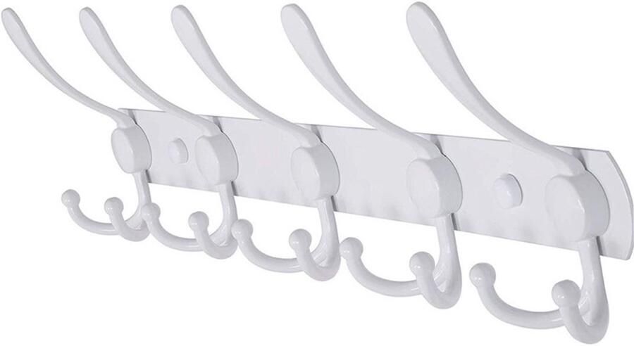 Wandkapstok Kapstok Hangend 5 Hangers Kapstok wit 40*12.7*3cm Handdoekrek Kledinghaak Haaks Wandkapstok RVS Metaal