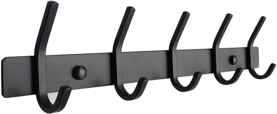 Wandkapstok Kapstok Hangend RVS Metaal 10 Hangers 36 cm Kapstok Zwart Muur Kapstok Hangend met 3M Tape Industrieel Zwart RVS