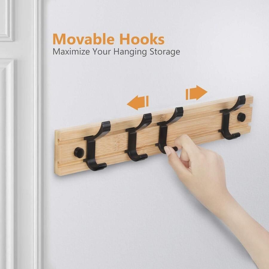 Wandkapstok Kapstok met metalen haken geschikt voor jassen en accessoires 1 stuk Houtkleur Hout