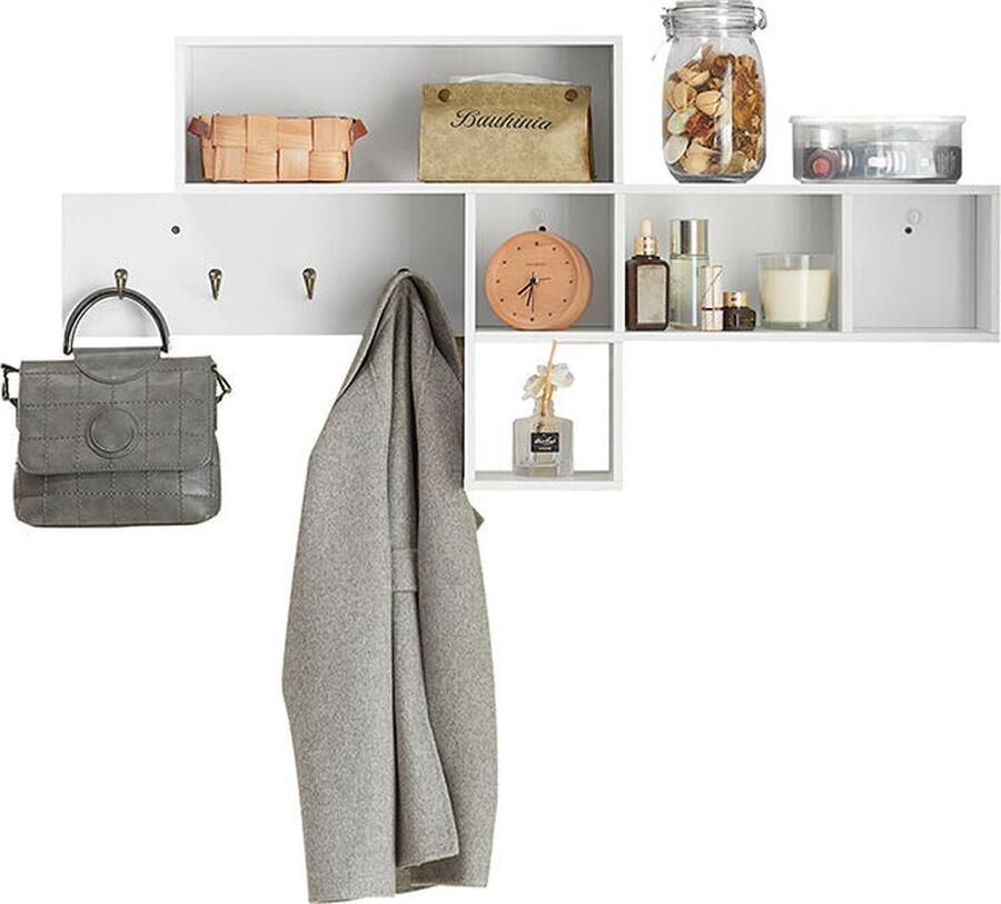 Rootz Living Rootz Wandkapstok Kleerhanger Boxplanken MDF 110cm x 53cm x 15cm Stijlvolle Halorganisator