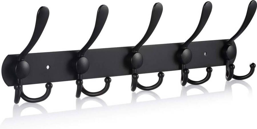 Wandkapstok LYLIN Wandgemonteerde Kapstok in Roestvrijstaal Kapstokhaken Jashaken met 15 Haken Ca.15 kg Belastbaar (Zwart)