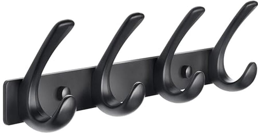 Wandkapstok Mat Zwart Heavy Duty Massief Aluminium Duurzaam en Betrouwbaar Muurhaken voor Hoeden Handdoeken en Tassen