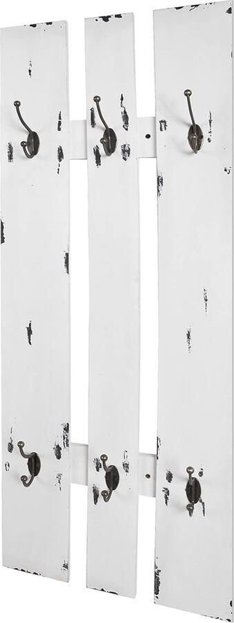 Wandkapstok MDF Antiekwit met 6 Kapstokken – 40x9x100 cm