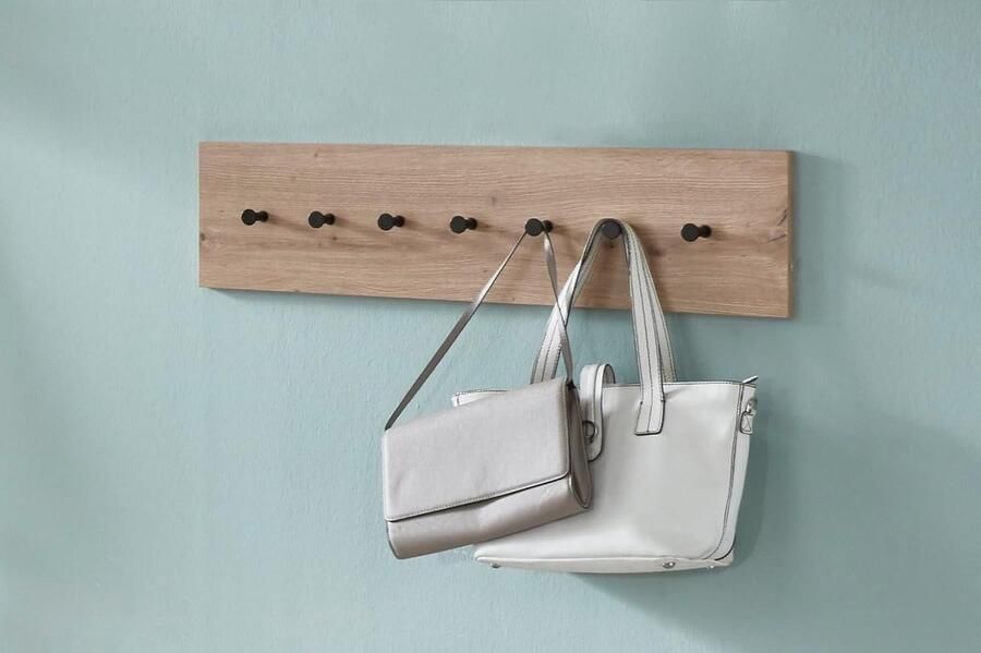 Wandkapstok MDF eikenhout zwart B 80 x D 5 x H 20 cm Content in HTML toevoegen kapstok hangend met plank