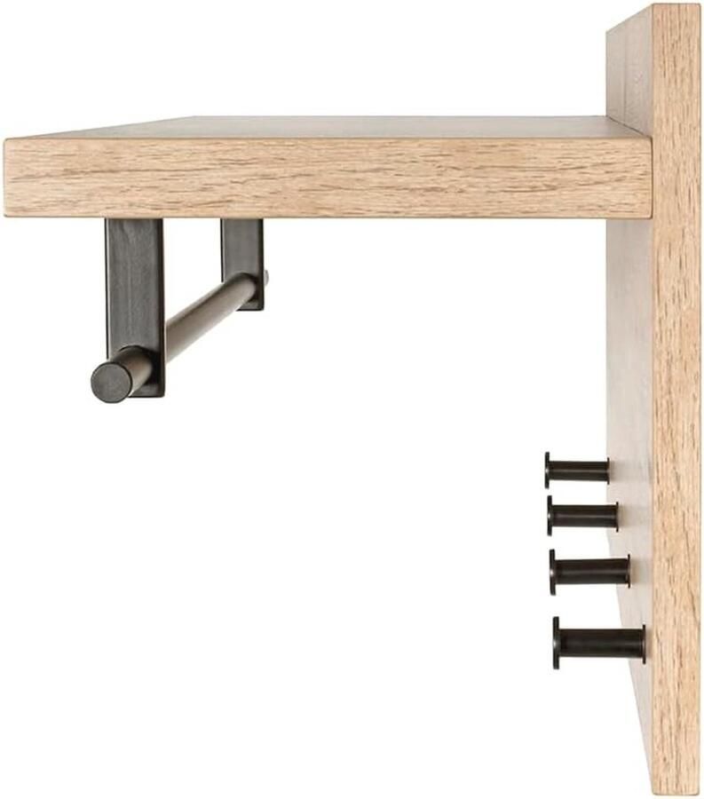 Wandkapstok MDF en Eikenhout Zwart 75 x 26 x 30 cm - Foto 2