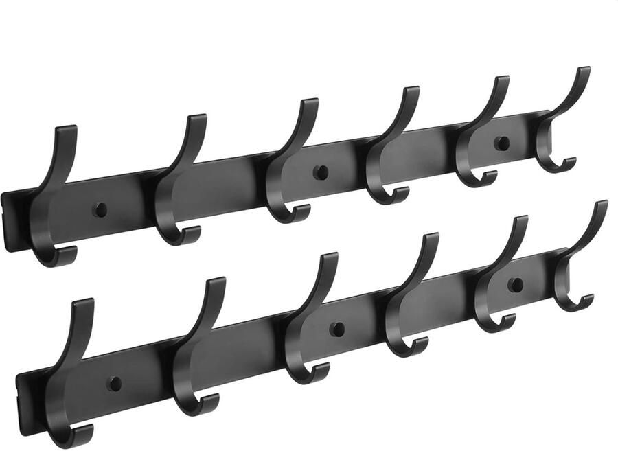 Wandkapstok met 12 haken ruimtebesparend multifunctioneel aluminium